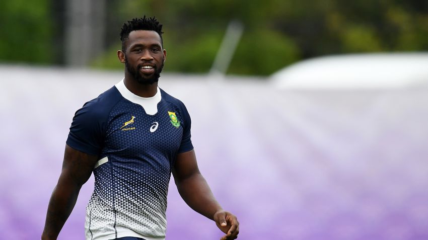 South Africa's Siya Kolisi attends a training session at the Arcs Urayasu Park in Urayasu, Chiba Prefecture on September 16, 2019, ahead of the 2019 Japan Rugby World Cup. (Photo by CHARLY TRIBALLEAU / AFP)        (Photo credit should read CHARLY TRIBALLEAU/AFP/Getty Images)