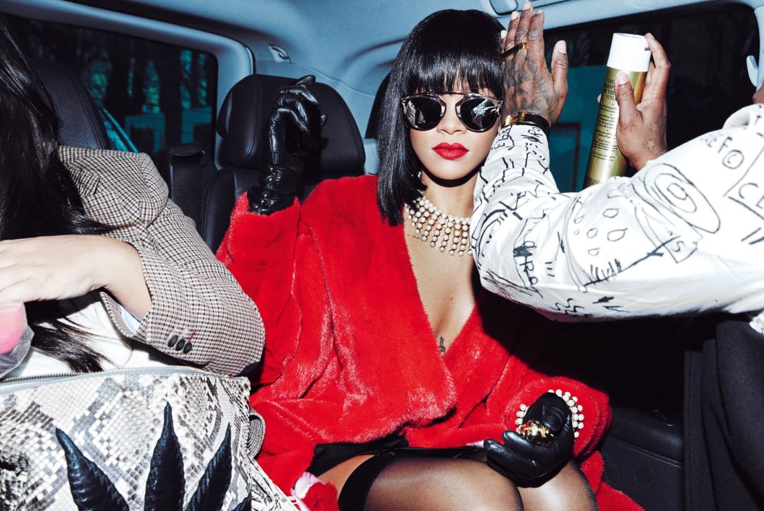 Rihanna heads to a 2014 Christian Dior show in Paris.