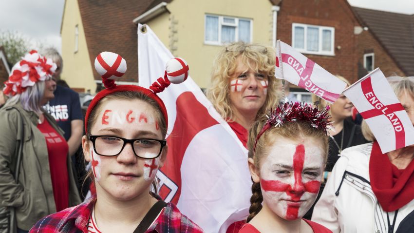 GB. England. West Bromwich. The Black Country. St George's Day. Stone Cross Parade. 2017.