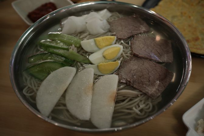 <strong>The standout:</strong> Pyongyang Naengmyeon, a dish of cold noodles on the menu at Pyongyang Pub.