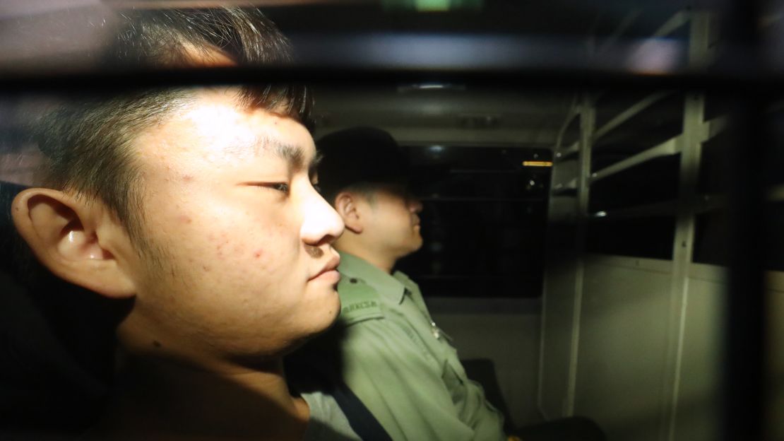 Chan Tong-kai is transferred from court in April 2019 after being jailed for money laundering related offenses. 