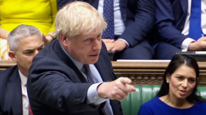 Brexit. Prime Minister Boris Johnson delivers a statement in the House of Commons, London, to update the House on his new Brexit deal after the EU Council summit, on what has been dubbed "Super Saturday" . Picture date: Saturday October 19, 2019. The House of Commons usually sits from Monday to Thursday, and on the occasional Friday. But on Saturday October 19 there will be an extraordinary sitting of Parliament - the first on a weekend since April 1982 - to discuss Boris Johnson's new Brexit deal. See PA story POLITICS Brexit. Photo credit should read: House of Commons/PA Wire URN:47572249 (Press Association via AP Images)