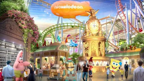 An artist's rendition of the interior of the Nickelodeon Universe theme park set to open in New Jersey.