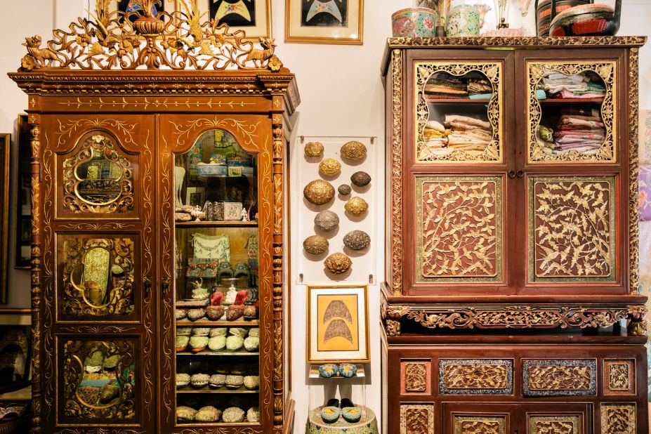 Peranakan artifacts on display.