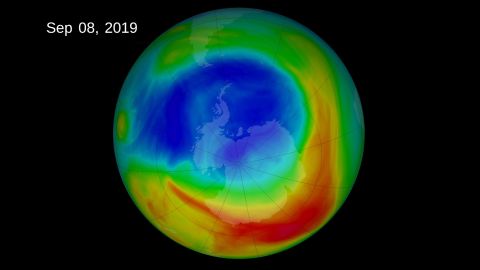 The ozone hole as it began to shrink.