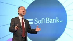SoftBank Group Corp Chairman and CEO Masayoshi Son gestures as he delivers a speech during a press briefing to announce the company's financial results in Tokyo on February 7, 2018.
Japanese telecoms giant SoftBank on February 7 said it had begun preparing to list its mobile unit in a move reports said could raise up to $18 billion, making it one of the country's biggest ever initial public offerings. (Photo credit should read KAZUHIRO NOGI/AFP/Getty Images)