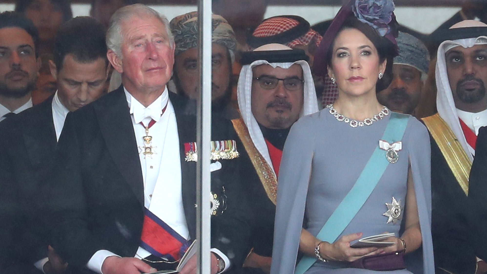 Prince Charles, Prince of Wales and Crown Princess Mary of Denmark wait for Emperor Naruhito's enthronement ceremony to begin.