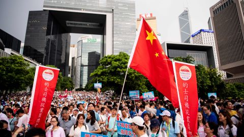 Hong Kong's self-dubbed "silent majority" held a rally in support of the police on July 20, 2019.