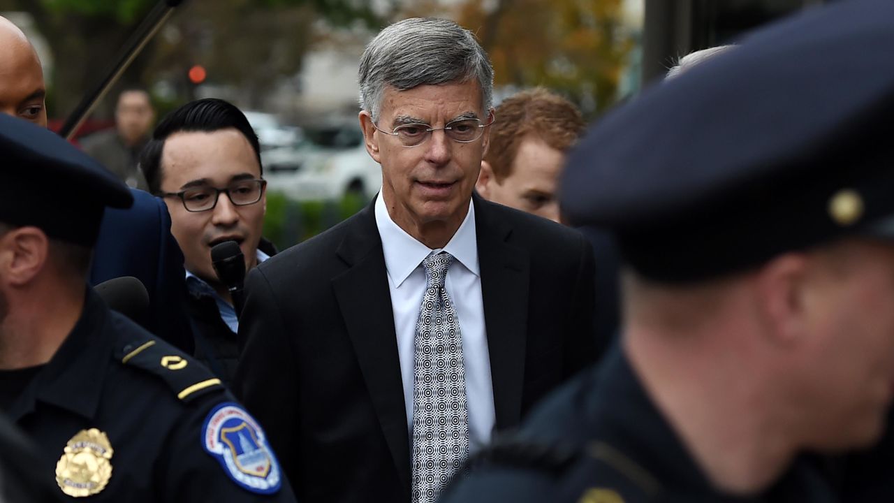 The top US diplomat in Ukraine, Bill Taylor (C) arrives at the US Capitol to testify before the House Intelligence, Foreign Affairs and Oversight committees as part of the ongoing impeachment investigation of US President Donald Trump on October 22.