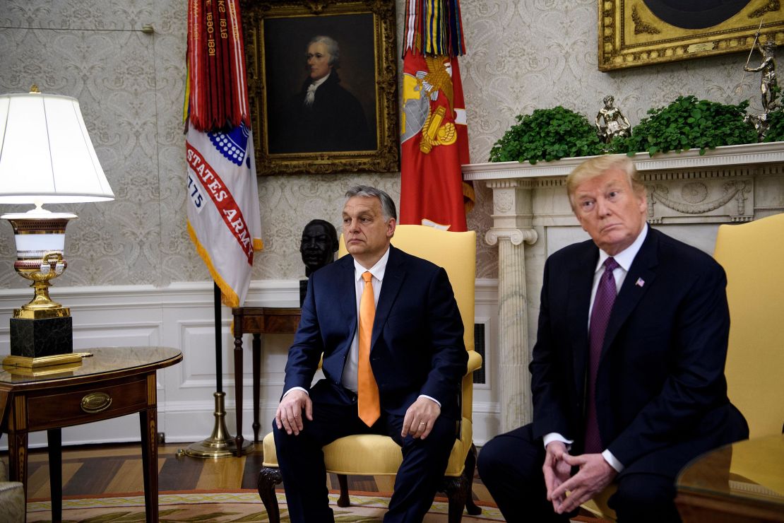 Hungary's Prime Minister Viktor Orban and US President Donald Trump in the Oval Office in May.