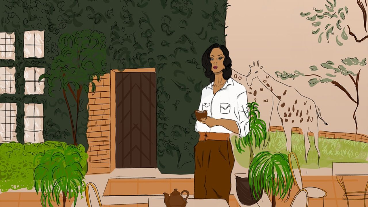 Giraffe manor: Nairobi, Kenya, draws people from around the world. This image shows that one can enjoy the safari and Kenyan tea in lovely places around the country.
