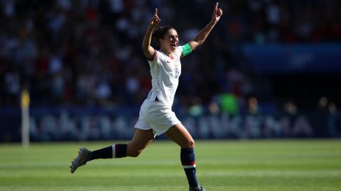 Lloyd celebrates after scoring against Chile at the Women's World Cup.