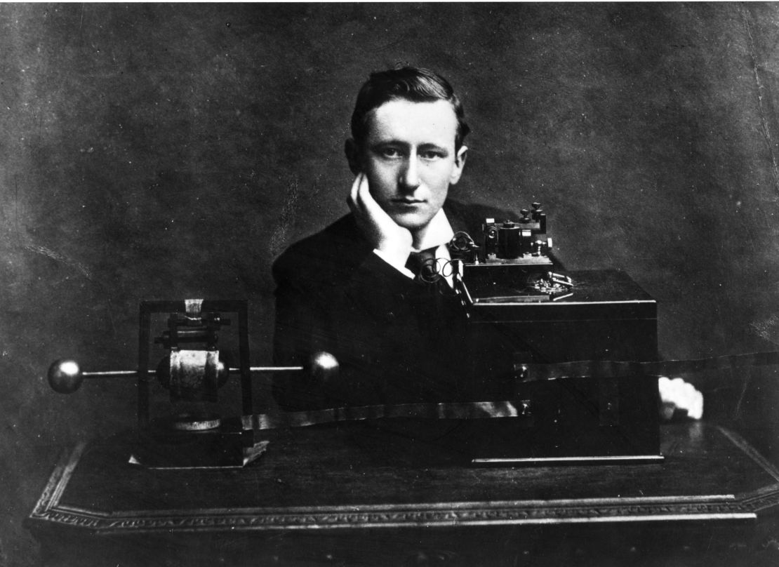Italian electrical engineer and nobel laureate Guglielmo Marconi with the one of his wireless radio apparatuses. (Photo by Hulton Archive/Getty Images)