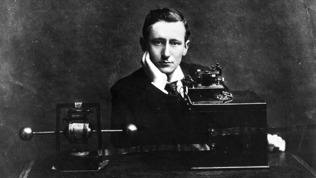 Italian electrical engineer and nobel laureate Guglielmo Marconi with the one of his wireless radio apparatuses. (Photo by Hulton Archive/Getty Images)