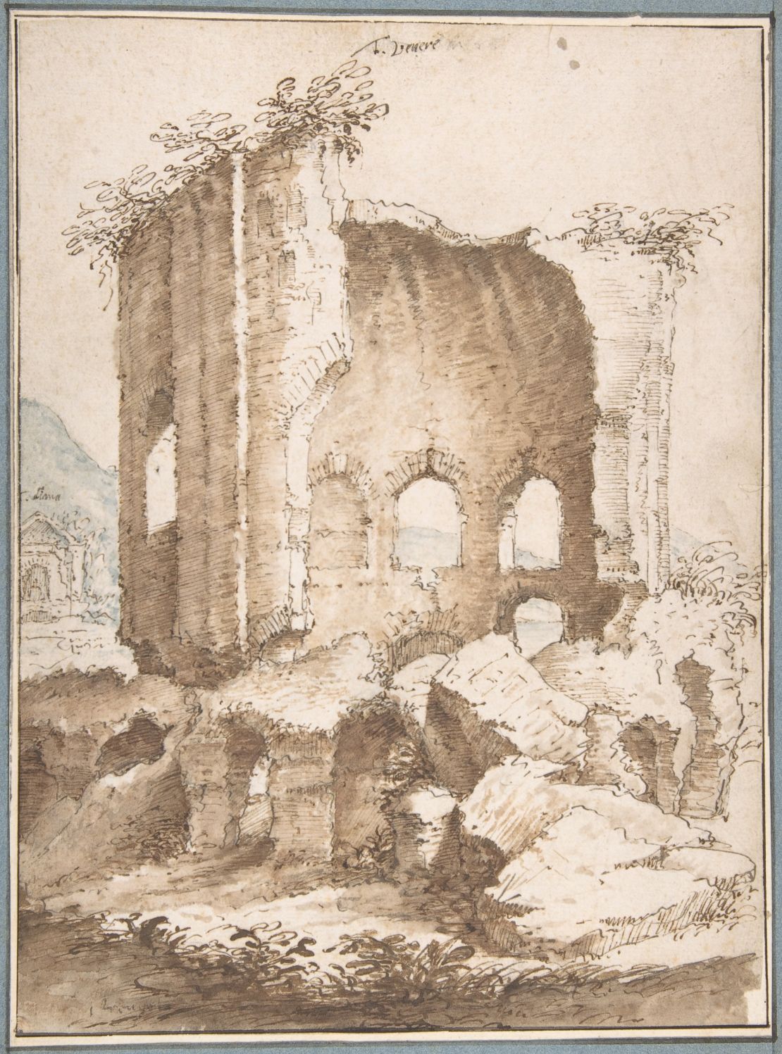 In his memoir, Drawn to Trouble, Eric Hebborn claimed he forged this etching, which ended up in the collection of the Metropolitan Museum. Both the museum and Hebborn's former romantic partner dispute this account. The Met attributes "View of the Temples of Venus and of Diana in Baia from the South" (ca. 1594) to the "circle of Jan Brueghel the Elder."