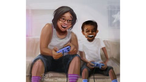 Nikkolas Smith's digital painting of Atatiana Jefferson and her nephew has been shared more than 30,000 times on Facebook.