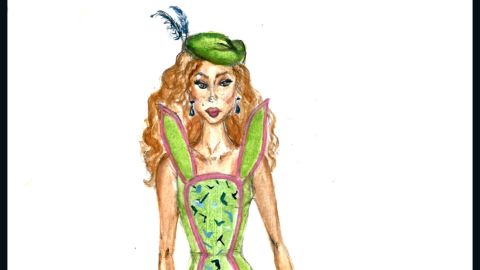 An illustration of Maison D'Afie's Bunny Wu dress.