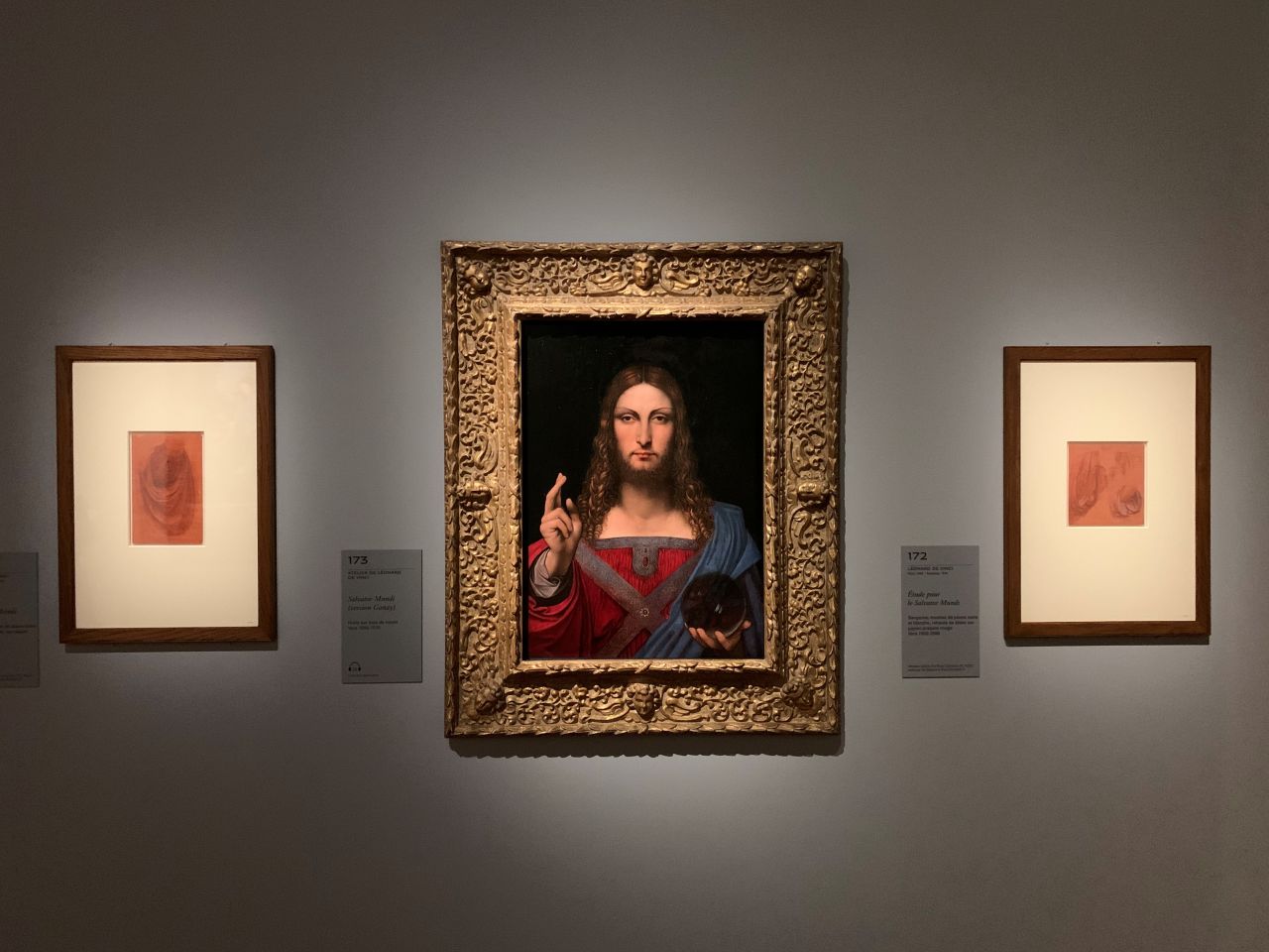 The "De Ganay" Salvator Mundi on display at the Louvre.