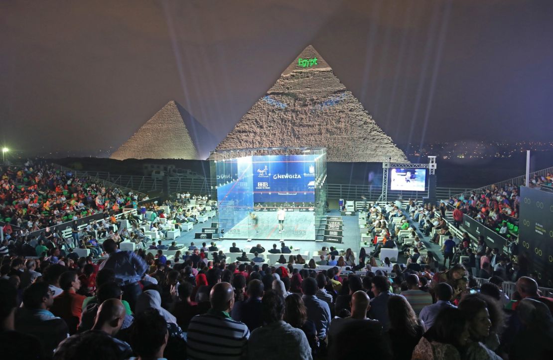 The PSA Women's World Championship and the Men's Egyptian Squash Open will be staged in front of the Pyramids of Giza outside of Cairo.