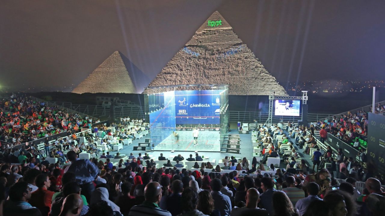 The PSA Women's World Championship and the Men's Egyptian Squash Open will be staged in front of the Pyramids of Giza outside of Cairo.
