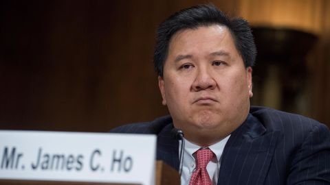 James C. Ho testifies during his Senate Judiciary Committee confirmation hearing in 2017
