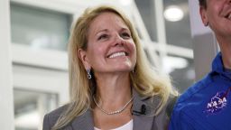 Gwynne Shotwell, president and chief operating officer of Space Exploration Technologies Corp. (SpaceX), smiles during the NASA Commercial Crew Program (CCP) astronaut visit at the SpaceX headquarters in Hawthorne, California, U.S., on Monday, Aug. 13, 2018. Astronauts on SpaceX's Crew Dragon will be the first to fly on an American-made, commercial spacecraft to and from the International Space Station on their mission scheduled for April 2019. Photographer: Patrick T. Fallon/Bloomberg via Getty Images