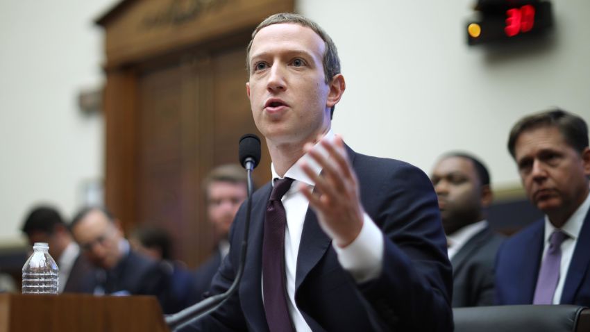 WASHINGTON, DC - OCTOBER 23: Facebook co-founder and CEO Mark Zuckerberg testifies before the House Financial Services Committee in the Rayburn House Office Building on Capitol Hill October 23, 2019 in Washington, DC. Zuckerberg testified about Facebook's proposed cryptocurrency Libra, how his company will handle false and misleading information by political leaders during the 2020 campaign and how it handles its users' data and privacy. (Photo by Chip Somodevilla/Getty Images)
