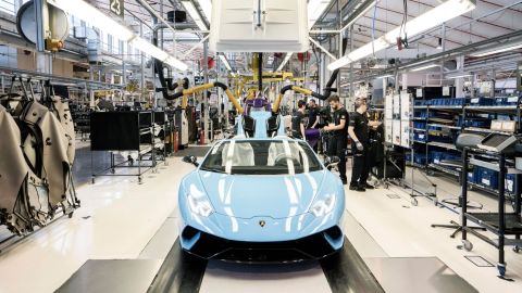 The Lamborghini Huracán production line at the automaker's headquarters in Sant'Agata Bolognese, Italy.
