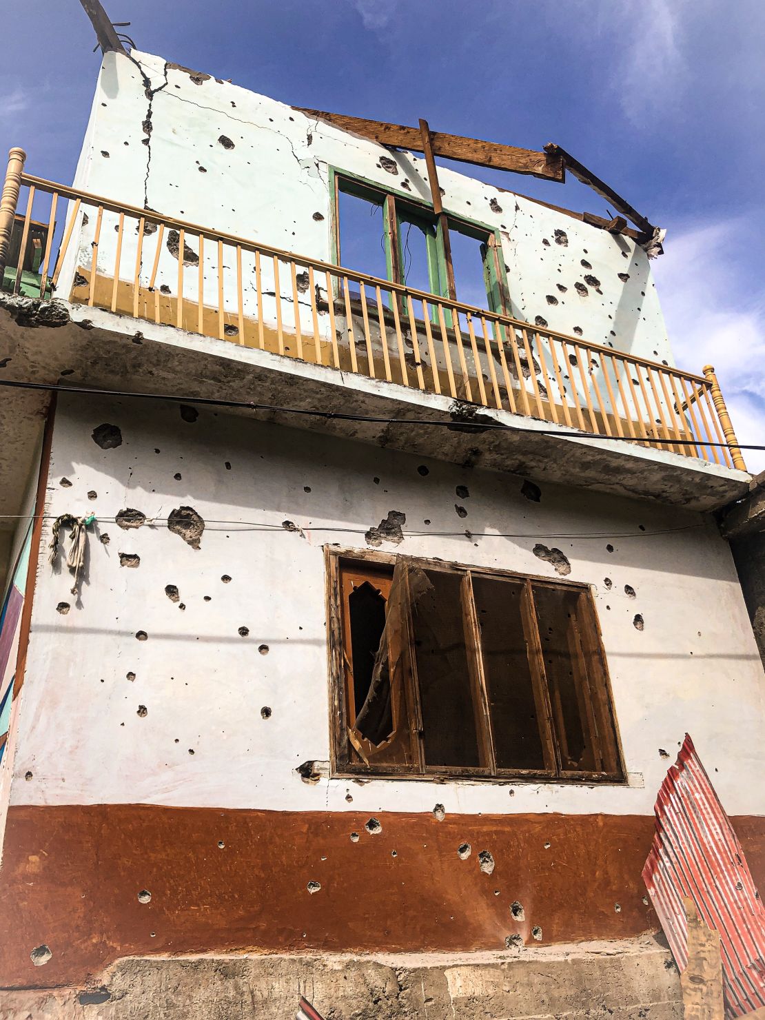 A damaged home in Jura, in Pakistani-administered Kashmir, on October 22, 2019.