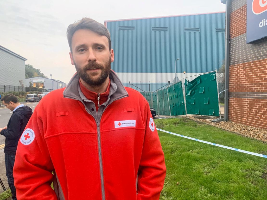 Matthew Carter from the British Red Cross, standing near where the truck was found, said the charity is helping both families and emergency workers.