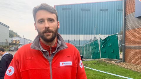 Matthew Carter from the British Red Cross, standing near where the truck was found, said the charity is helping both families and emergency workers.