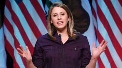Democrat Katie Hill, who is running for Congress in California's 25th District, speaks at a campaign rally before the mid-term elections in Santa Clarita, California on November 3, 2018. - She will run against Republican incumbent Steve Knight. (Photo by Mark RALSTON / AFP)        (Photo credit should read MARK RALSTON/AFP/Getty Images)
