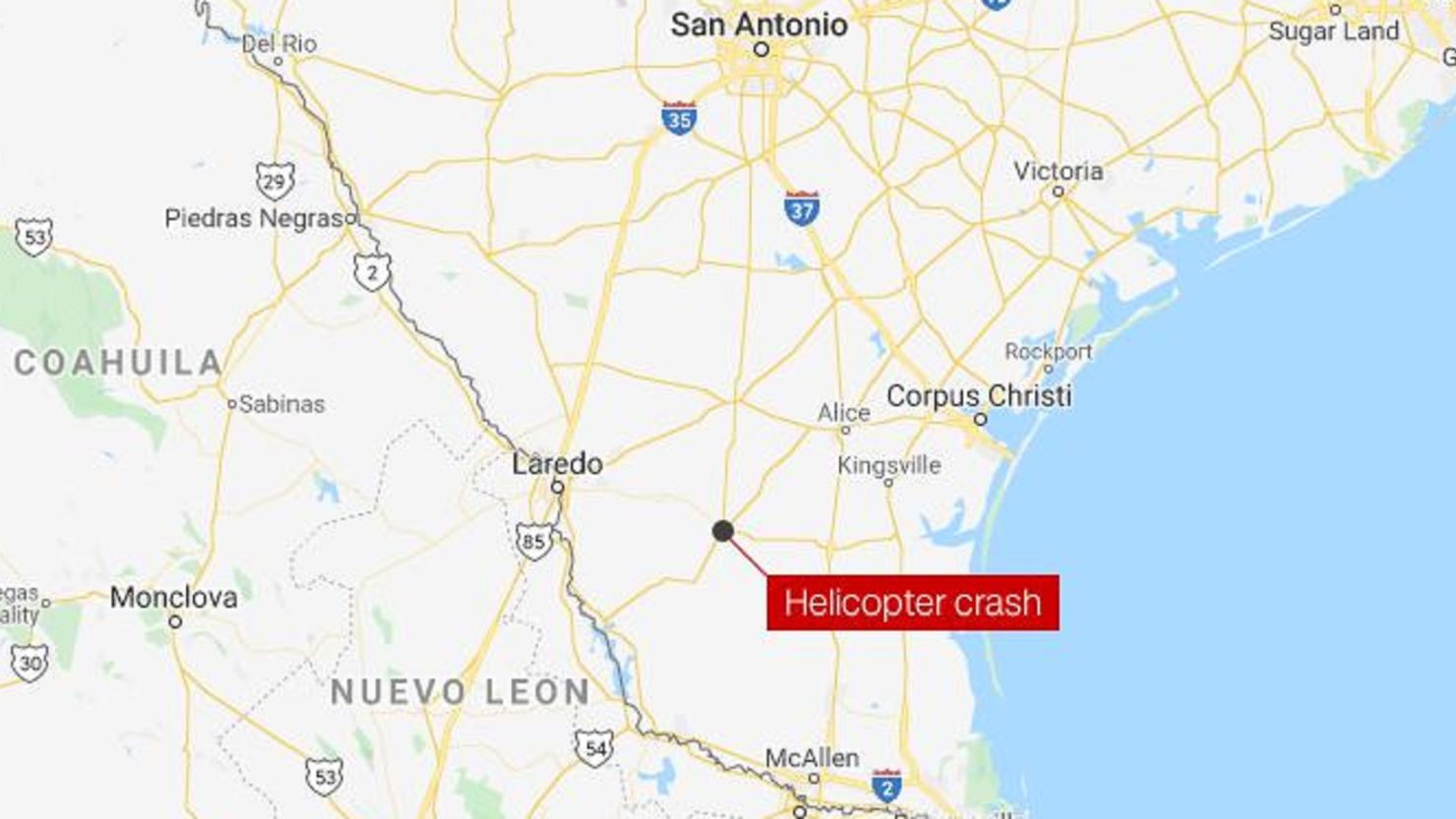 Texas Hebbronville helicopter crash map