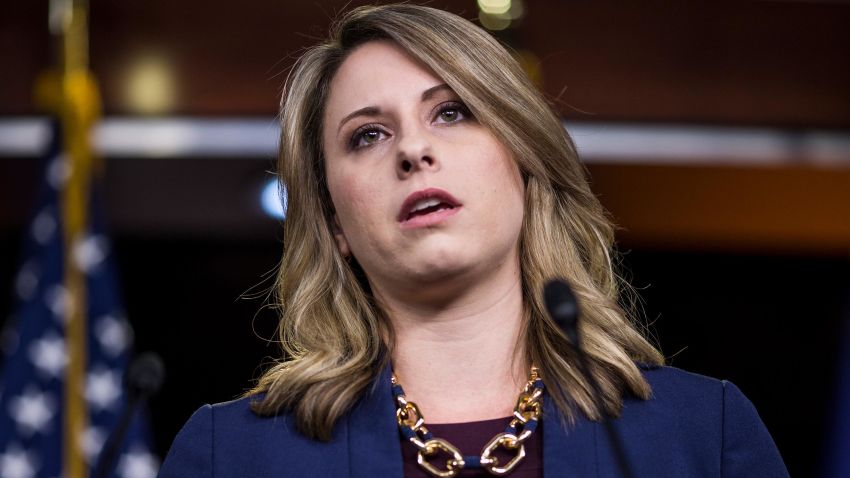 Rep. Katie Hill speaks during a news conference in April 2019 in Washington.