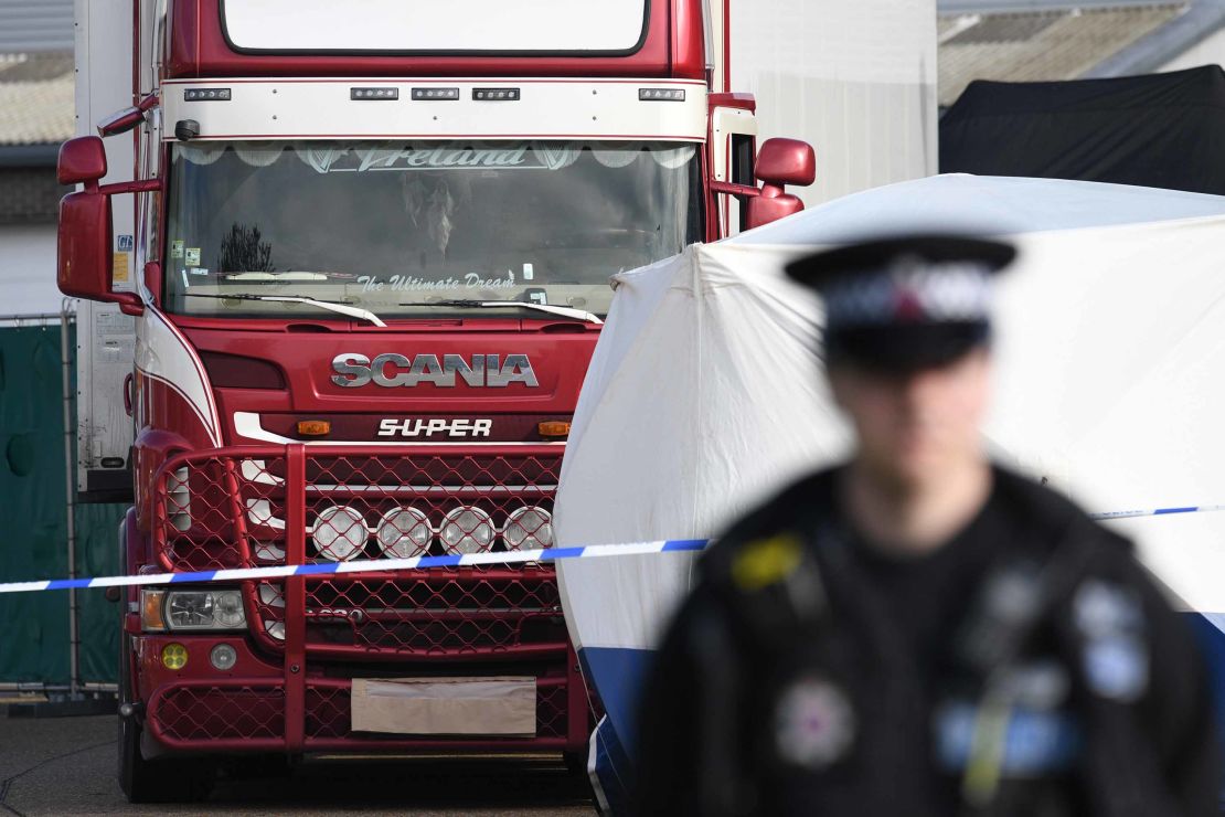 The truck was later moved, as seen by CNN, to a "secure location" at Tilbury Docks.