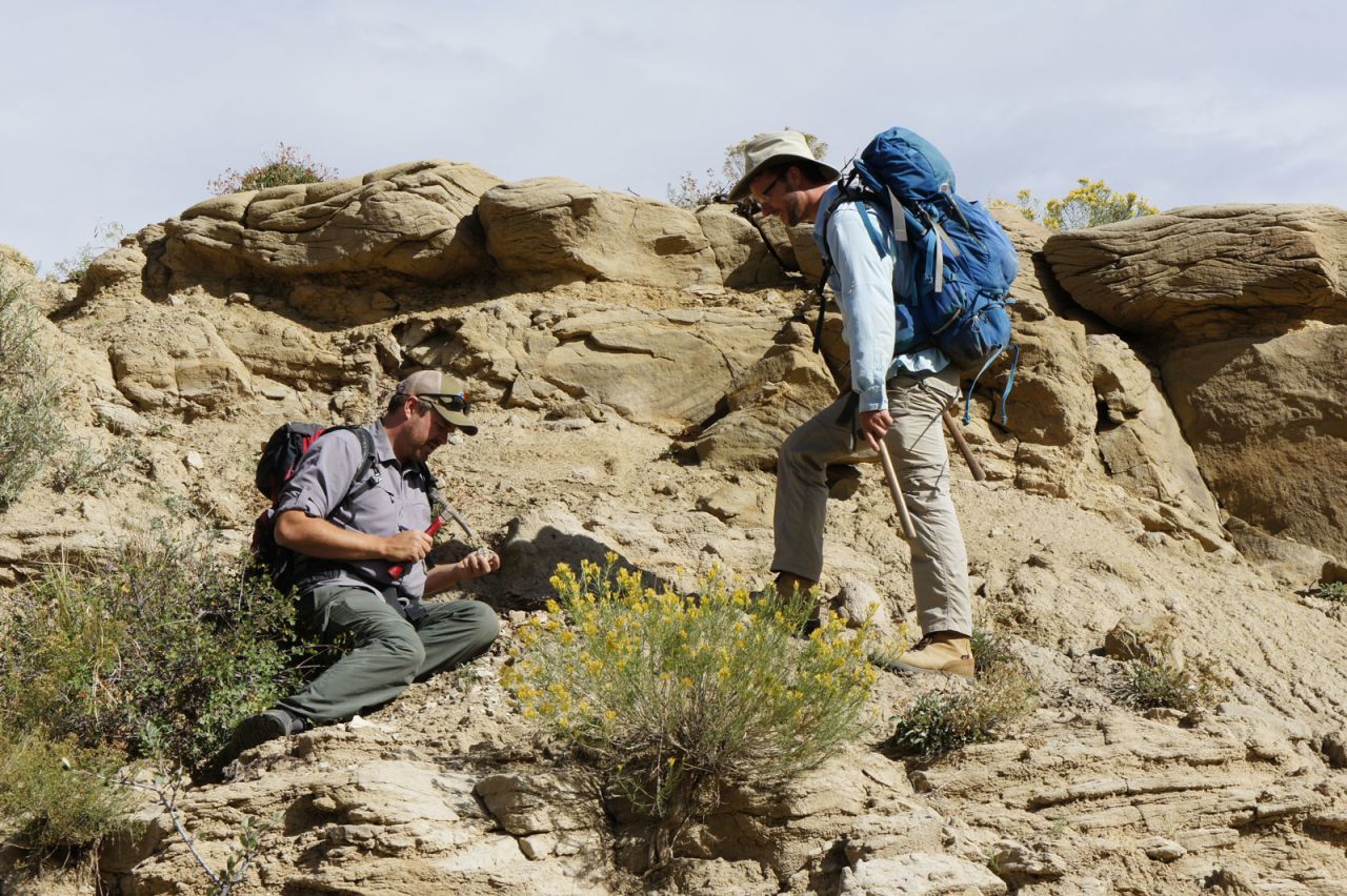 Ian Miller (left) and Lyson found a wealth of fossils representing not just animals, but plants as well. 