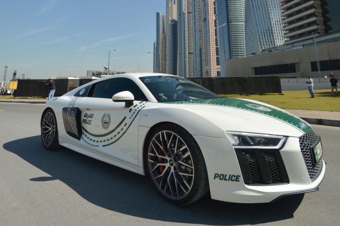 The collection also includes the Audi R8, seen here on patrol along the Dubai coastline. <br /><br />The German-made supercar can reach speeds of 200 mph and sells for around $165,000. 