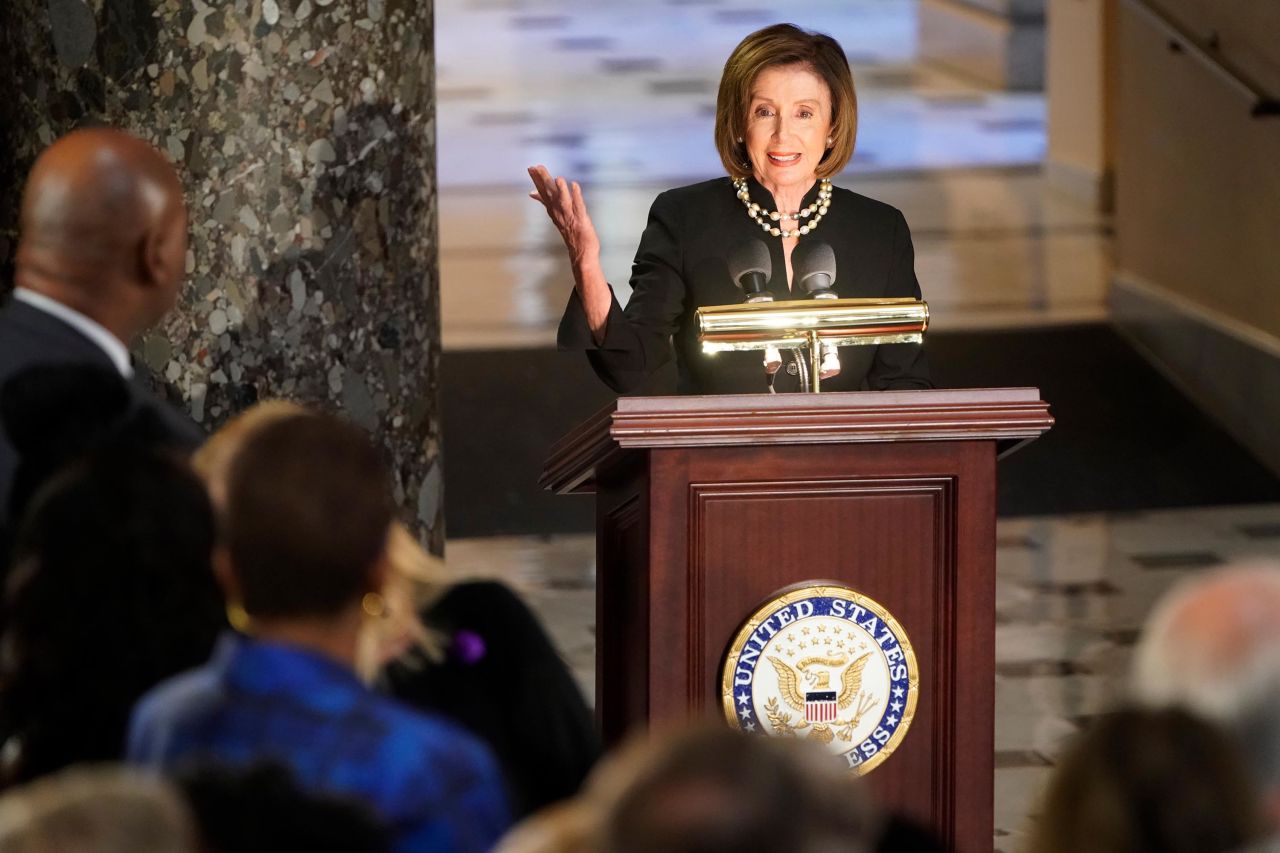 During Thursday's ceremony, Pelosi referred to Cummings as "a master of the House" and "our North Star, our guide to a better future for our children." She described the late congressman as a generous mentor in his role as chairman of the House Oversight Committee. "When we were deciding committee assignments, he said: 'Give me as many freshman as you can. I love their potential, and I want to help them realize it.' "