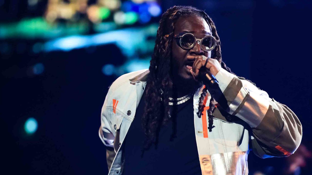 T-Pain, seen here onstage at the 2019 BET Hip Hop Awards at Cobb Energy Center in Atlanta, Georgia.