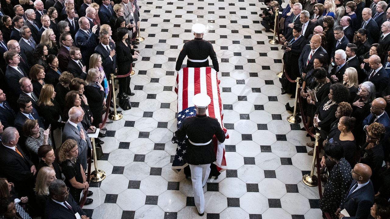 People pay their respects to US Rep. Elijah Cummings during his memorial service at the US Capitol on Thursday, October 24.