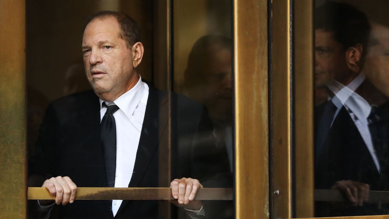 NEW YORK, NEW YORK - AUGUST 26: Harvey Weinstein exits court after an arraignment over a new indictment for sexual assault on August 26, 2019 in New York City. The new charges against the movie mogul are from an indictment involving the actor Annabella Sciorra. Weinstein plead not guilty on all charges and his sex-crimes trial has been delayed until January.  (Photo by Spencer Platt/Getty Images)
