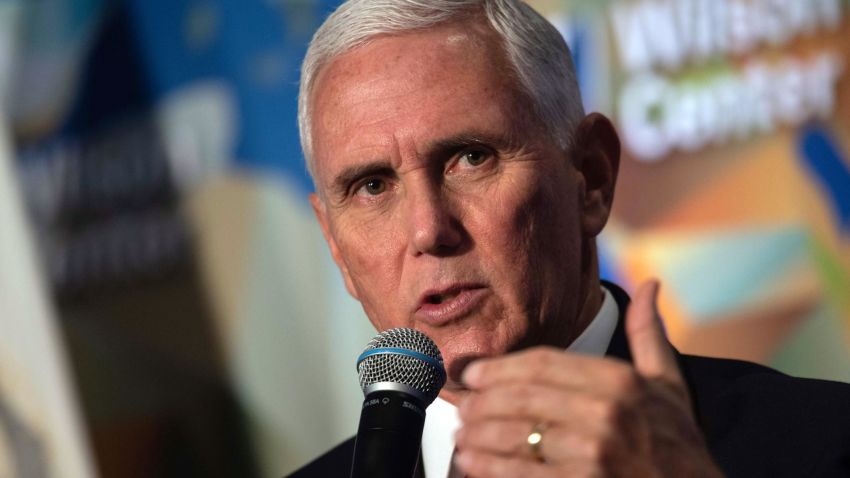 US Vice President Mike Pence speaks on the future of the US relationship with China at the 
Wilson Center's inaugural Frederic V. Malek Public Service Leadership lecture, in Washington, DC, on October 24, 2019. (Photo by NICHOLAS KAMM / AFP) (Photo by NICHOLAS KAMM/AFP via Getty Images)