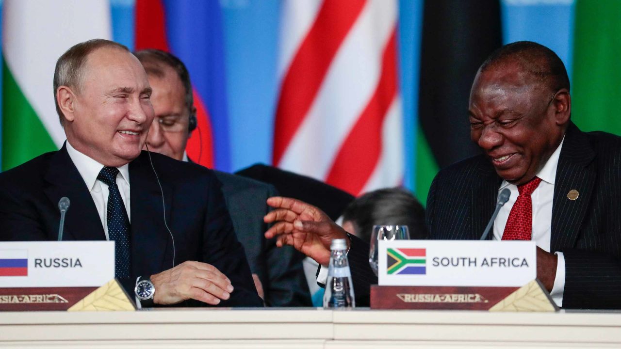 South-Africa's President Cyril Ramaphosa and Vladimir Putin attended the first plenary session as part of the summit.
