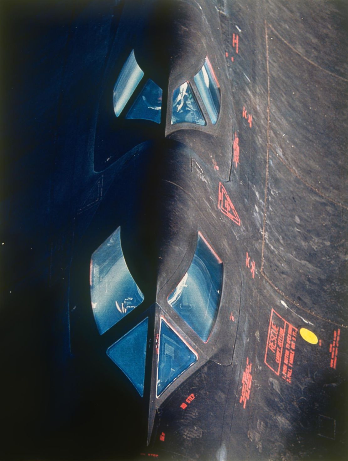 The double cockpit of a Lockheed SR-71.