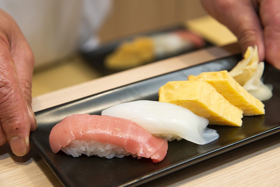 <strong>Japan Airlines</strong>: At the first-class lounge at Narita Airport in Tokyo, travelers can enjoy sushi made on the spot.
