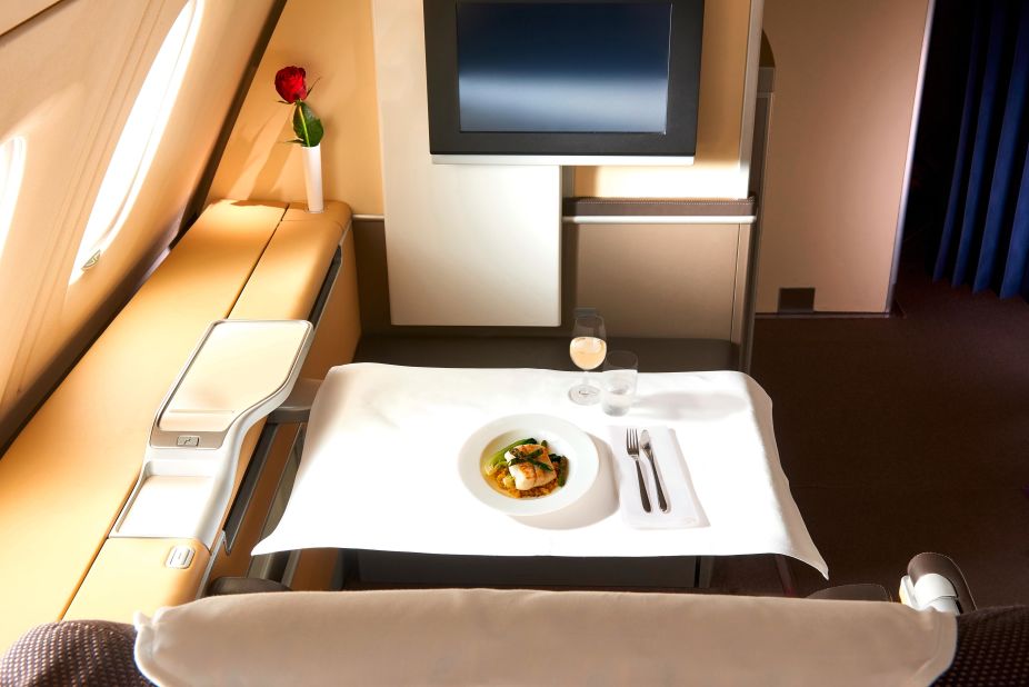 <strong>Gold standard service</strong>: With only eight seats in the cabin, Lufthansa's first-class passengers can expect the ultimate in exclusive experiences. 