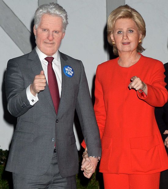 In 2016, Katy Perry employed the use of facial prosthetics to dress as Hillary Clinton.