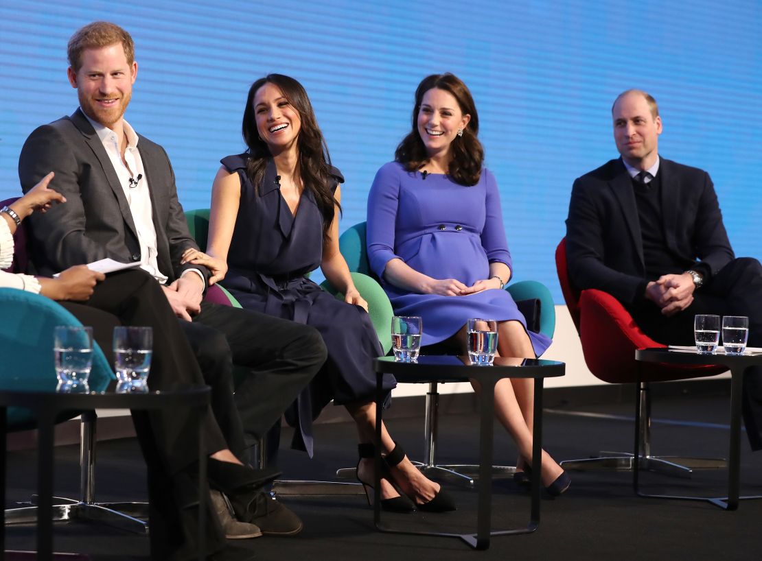 Harry, Meghan, Kate and William attend a Royal Foundation event on February 28, 2018 in London, England. 