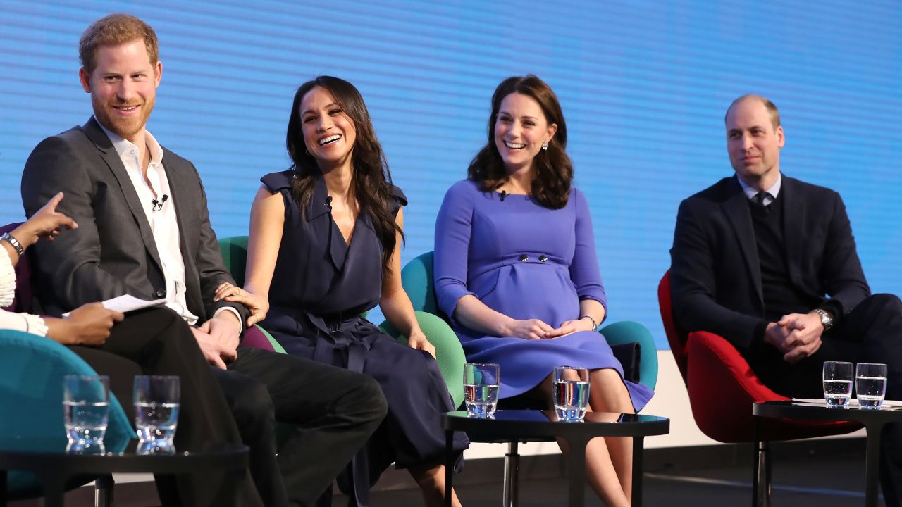 Harry, Meghan, Kate and William attend a Royal Foundation event on February 28, 2018 in London, England.