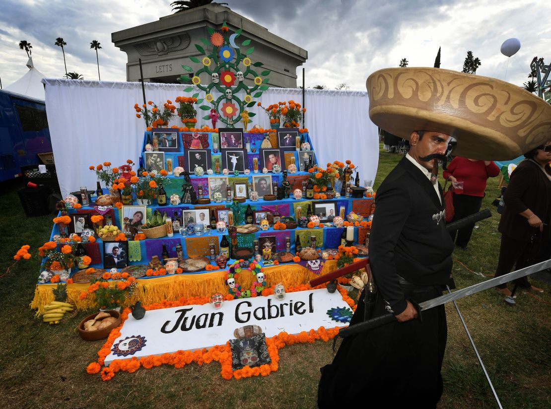 The holiday is a time to celebrate the lives of friends, family members and even celebrities who have died. This altar pays tribute to Mexican singer Juan Gabriel who died in 2016.